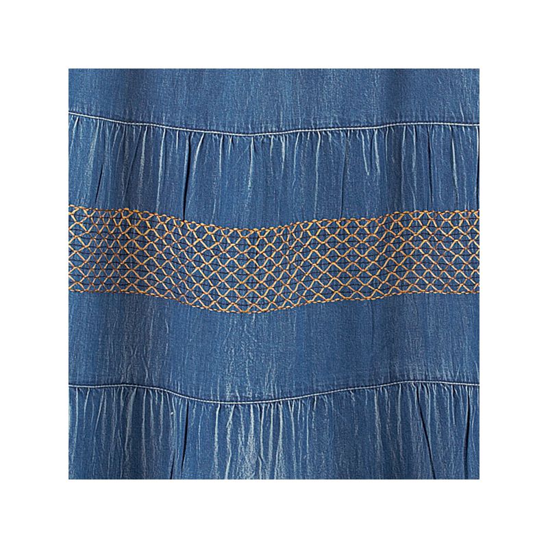 Collections Etc Tiered A-Line Denim Boho Prairie Skirt, 4 of 5