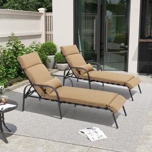 Crestlive Products Patio Chaise Lounge Chair Outdoor with Cushion & Pillow Adjustable 5 Position Pool Recliner - 1 of 4