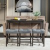 4-Piece Bar Height Dining Set with Power Outlet and 3 Padded Stools - 2 of 4