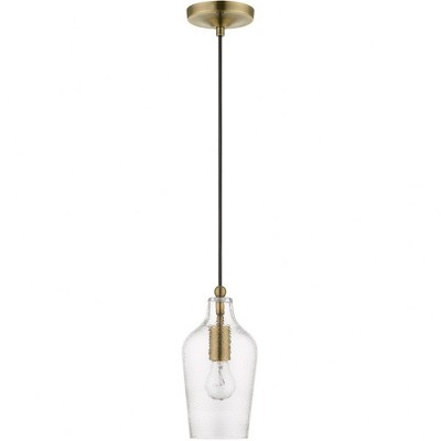 Avery Mini Pendant in Antique Brass with Clear Glass