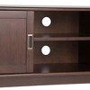 60" Solid Rubberwood Hardwood Mid Century Modern Low TV Media Stand with Cord Management, Adjustable Shelves and Antique Brass Hardware - 3 of 4