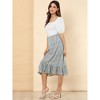 Allegra K Women's Summer Floral Elastic Waist High Low Ruffle Hem Midi Skirts - 2 of 4