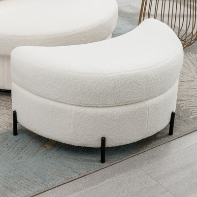 Hrinhom 32.7" W Crescent Storage Ottoman,Modern Footstool with Metal Legs