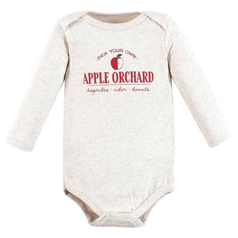 Hudson Baby Infant Boy Cotton Long-Sleeve Bodysuits, Apple Orchard, 4 of 7
