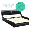 Costway Queen Faux Leather Upholstered Platform Bed Adjustable Headboard Black - 4 of 4