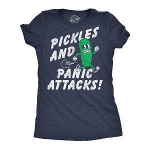 Womens Funny T Shirts Pickles and Panic Attacks Sarcastic Food Graphic Novelty Tee for Ladies - Crazy Dog Women's T Shirt For Foodies - 1 of 4