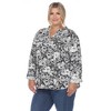 Womens Plus Pleated Long Sleeve Floral Print Blouse - White Mark - 2 of 4