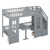 NicBex Twin over Twin Bunk Bed with Changeable Table Pine Bed Frame with Drawers, Shelves, Storage Stairs and Guardrail, No Box Spring Required - 3 of 4