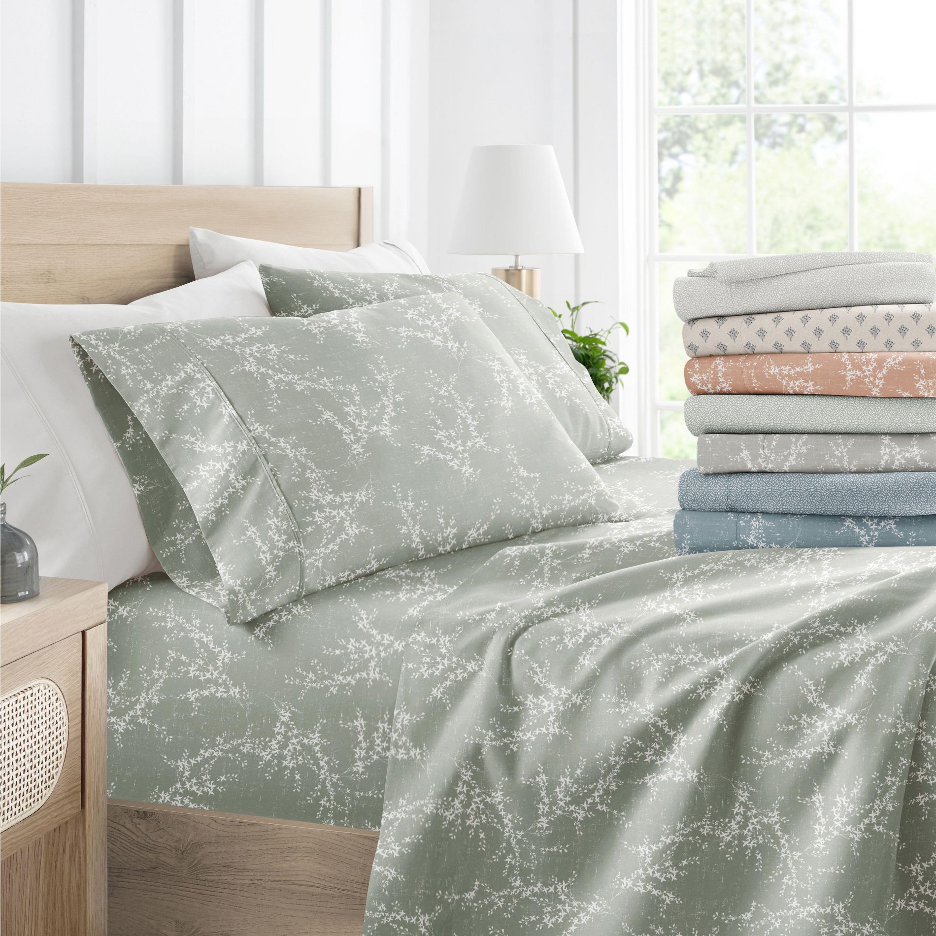 Pattern Bed Sheet Set, Soft Double Brushed Microfiber, 4 Piece, Delicate Details - Becky Cameron