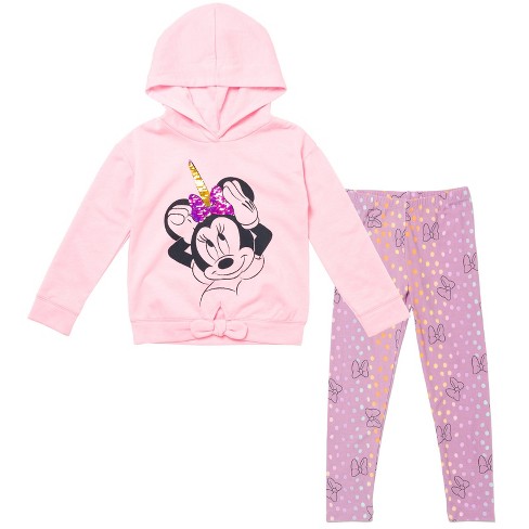 Disney Minnie Mouse Big Girls Pullover Fleece Hoodie And Leggings Outfit  Set Pink/purple 14-16 : Target