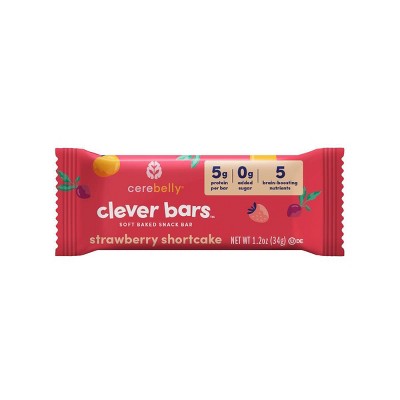 Cerebelly Organic Clever Strawberry Shortcake Snack Bars - 5g Protein - 4.8oz/4ct