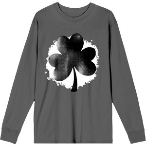 St Pats Clover Crew Neck Long Sleeve Adult Tee - 1 of 2
