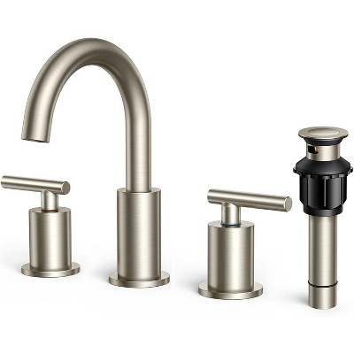 Mixxidea Bathroom Faucet 3 Hole, 8" Brushed Nickel
