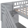 NicBex Twin Size Bunk Bed Loft Bed Pine Bed Frame with Storage Stairs, Guardrail, Convertible Slide and Ladder, No Box Spring Required - 4 of 4