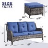 POCASSY 74" Wide Outdoor Wicker Patio Sofa with Cushions - 4 of 4