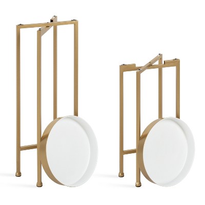 Celia Glamorous Gold and White Foldable Side Table Set