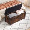 Storage Chest with Metal Frame, Farmhouse Toy Box with Safety Hinge | Wooden Storage Bench for Entryway, Bedroom & Living Room, Brown - 2 of 4