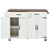 YOOCOZZ Farmhouse Rolling Kitchen Island Cart with Drop Leaf, Power Outlet and Ample Storage Space - 2 of 4