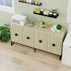 Okak Modern Storage Cabinet With 4 Carved Door&Adjustable Shelf, Sideboard Buffet Cabinet Coffee Bar For Living Room,Diningroom,Kitchen - 3 of 4