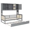 TIRAMISUBEST Twin/Full Size Daybed With Twin Size Trundle and All-in-One Cabinet, Wooden Daybed Frame Sofa Bed with Storage Shelves - 3 of 4