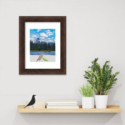 Warm Walnut Narrow Wood Picture Frame with White Mat