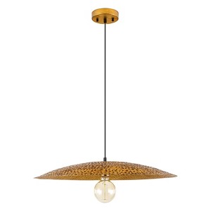 LLHZSY Industrial Farmhouse Island Pendant Ceiling Light Fixture with Oversize Umbrella lampshade Gold Foil Antique Color- 24 4/5 in. - 1 of 4