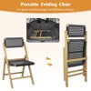 Tangkula 4PCS Folding Chairs w/ Woven Rope Seat & High Back Indonesia Teak Patio - 4 of 4