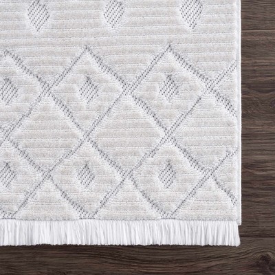 Hauteloom Ivory Beil 3D Fringe Area Rug