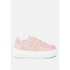 Faux Leather Cross Stitch Detail Sneakers Women - 1 of 4