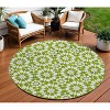 Lime Green Ivory And Beige Floral Medallion Washable Indoor Outdoor Area Rug - 2 of 4