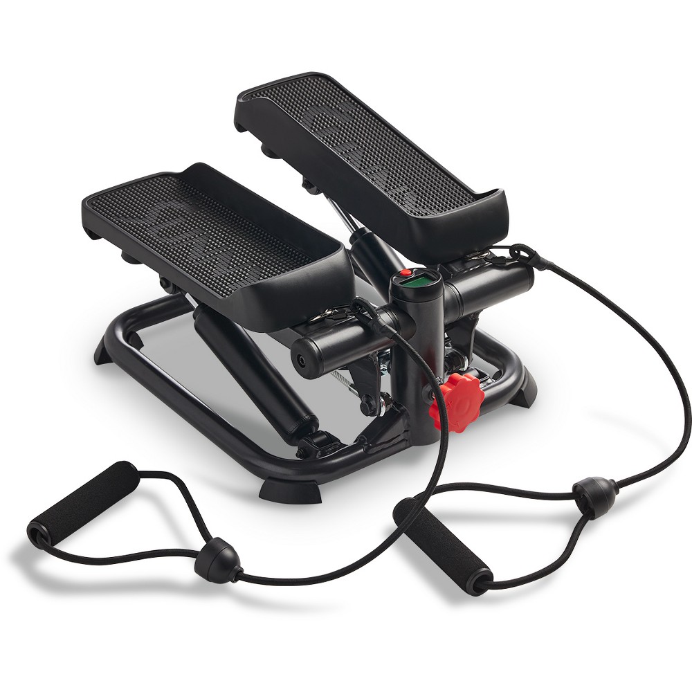Sunny Health Fitness Total Body Smart 2 in 1 Stepper Machine Total Body Workout Adjustable Hydraulic Lcd Monitor Resistance Bands Non MainPlace Mall
