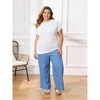 Women's Plus Size Hollow Boat Neck Raglan Sleeve Pointelle Knit Loose Casual Blouses - GRACE & GRANDEUR - 2 of 4