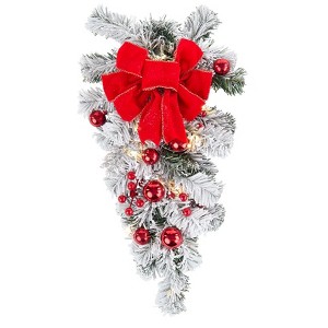 The Lakeside Collection Christmas Snow Frosted Pine Decor - Swag Red - 1 of 1