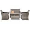Anybear 4PC Gray PE Wicker Sectional Sofa Couch with Washable Cushions Patio Furniture Set - 2 of 4