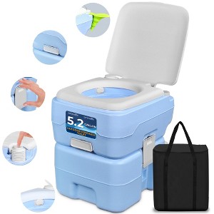 SereneLife 20L Outdoor Portable Toilet with Detachable Waste Tank, Hand Sprayer, and Carry Bag - SLCATL200, Moonwhite - 1 of 4