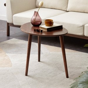 HDZNVF Pebble Shaped Natural Wooden End Table - 1 of 4