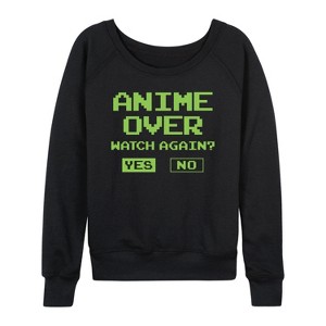 Women's - Instant Message - Anime Over Yes No Lightweight French Terry Wide Neck Long Sleeve Shirt - 1 of 4