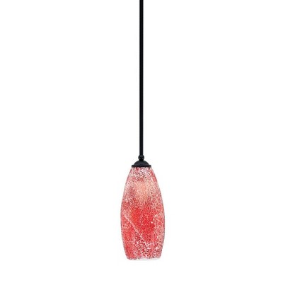 Toltec Lighting Zilo 1 - Light Pendant in  Matte Black with 5.5" Red Fusion Shade