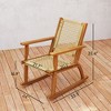 Outdoor Lawn Rocking Chair Set of 2, Acacia Wood Patio Rocking Chairs with Wicker Back and Seat for Garden - 3 of 4
