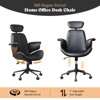 AMERLIFE Office Chair with Wheels, PU Leather Swivel Desk Chair, Bentwood Arms, Height Adjustable - 4 of 4