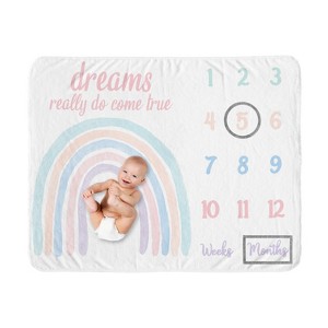 Sweet Jojo Designs Girl Baby Milestone Blanket Rainbow Pink Blue and Purple - 1 of 4