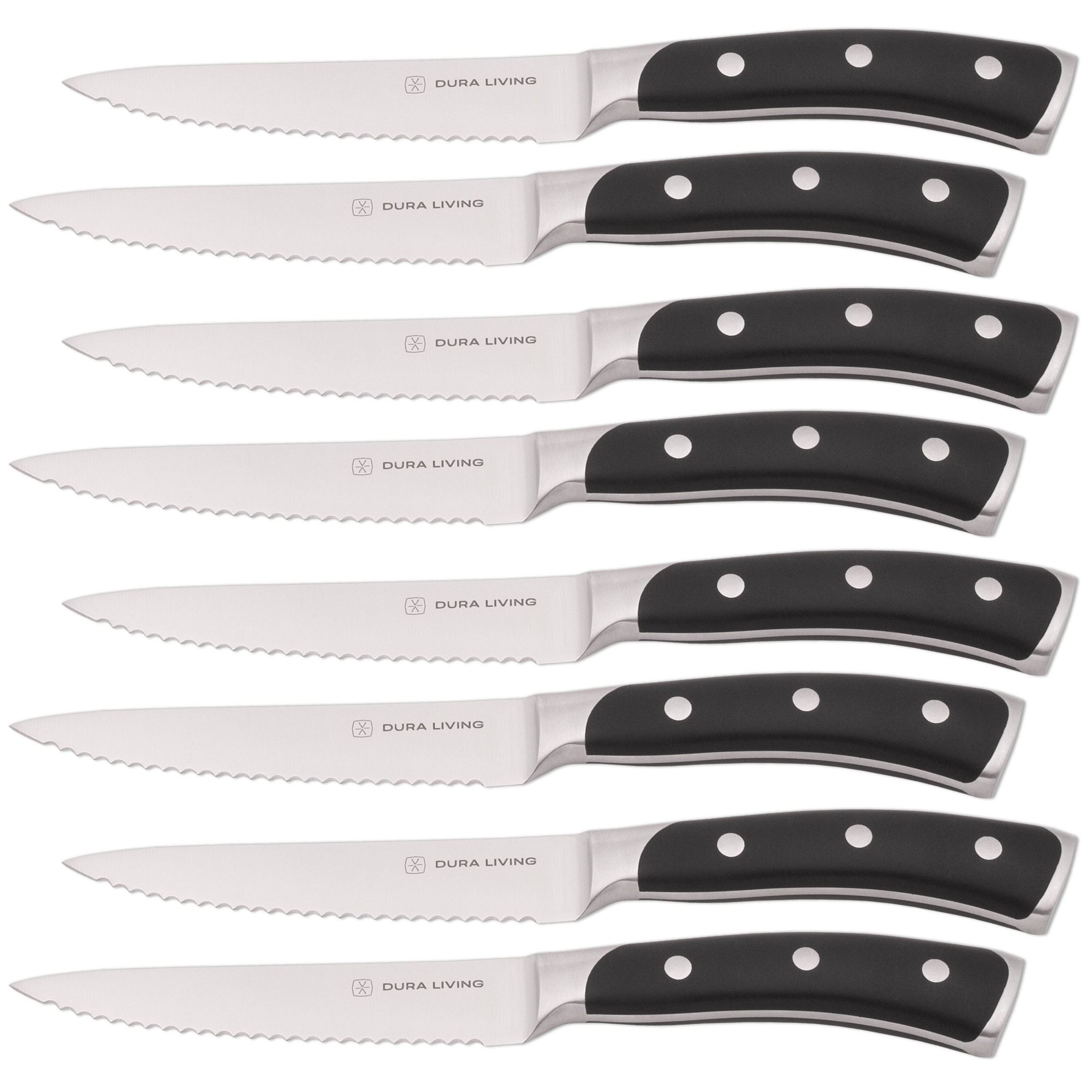 Dura Culina® Elite Forged Stainless Steel Knife Collection Set - 8 Pieces, Black