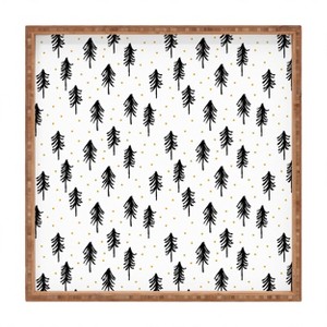 Little Arrow Design Co winter pines Square Bamboo Tray - Deny Designs - 1 of 2