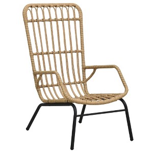 vidaXL Outdoor Patio Chair - Light Brown Poly Rattan with Powder-Coated Steel Frame - Durable & Easy-to-Clean - 1 of 4