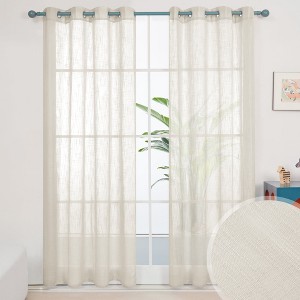 Deconovo Faux Linen Sheer Curtain Panels (2-Pack) – Light Filtering, Grommet Top - 1 of 4