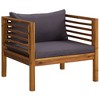 vidaXL Garden Chair Dark Grey Solid Acacia wood, 100% polyester Standard - 2 of 4