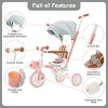 TopComfy Infant Seats Baby Tricycle With Removable Adjustable Push Rod Removable Pedal Canopy and Guardrail for Baby, Pink, 21.26"*12.2"*8.27" - 3 of 4