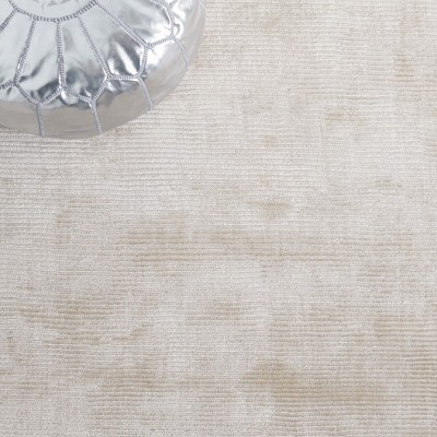 Elegant Beige Hand-Knotted Wool & Viscose 4' x 6' Area Rug