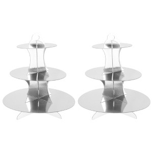 Unique Bargains 3-Tier Round Cupcake Stand Tower Cardboard Dessert Cup Cake Stand Tower 2 Pcs - 1 of 4