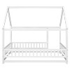 Okak Full Size Bed Frame with House-Style Roof & Fences,Modern Floor Bed for Toddlers/Kids Bedroom - 2 of 4